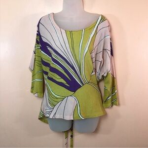 Moth Anthropology Pink Purple Green Tie Back Pullover Sweater Women M NEW